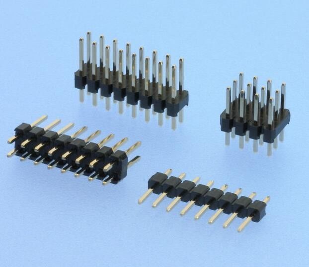 PCB Male Pin Header Connector 2.54mm Pitch Straight 1 / 2 / 3 Rows Gold Plated